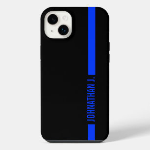 Funda Para iPhone 14 Plus Línea Azul Fina Serviceman Nombre en Franja