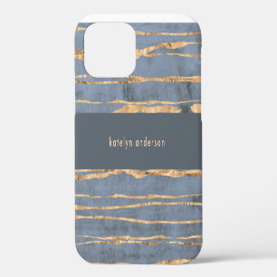 Funda Para iPhone 12 Línea de oro desordenada Periwinkle azul Profe