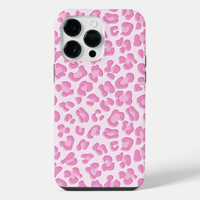 Funda Para iPhone Línea rosada de Preppy Leopard (Reverso )