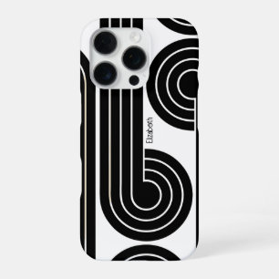 Funda Para iPhone 16 Pro Líneas abstractas retro negras