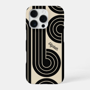 Funda Para iPhone 16 Pro Líneas abstractas retro negras
