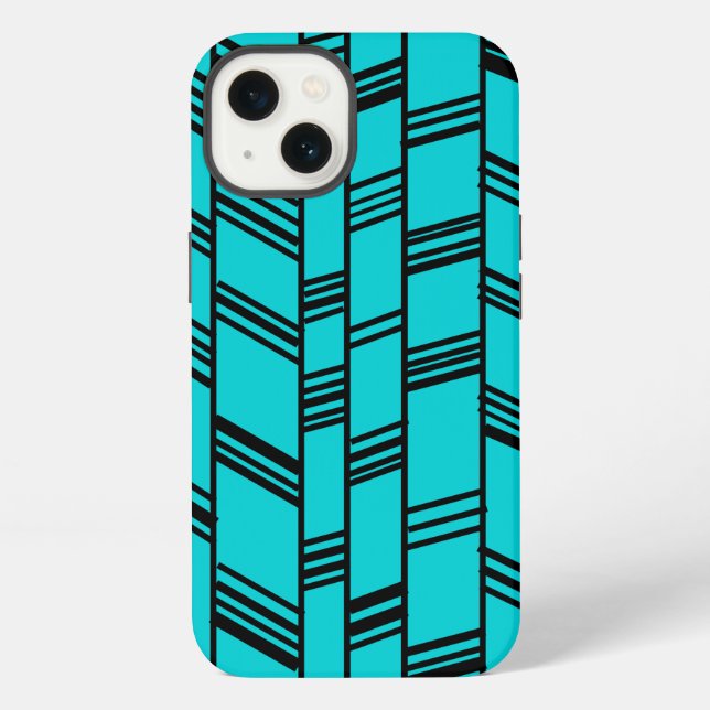 Funda Para iPhone Líneas Art Déco Azules  (Reverso )