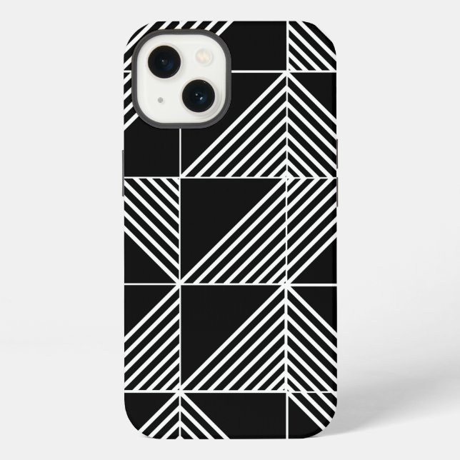 Funda Para iPhone Líneas Art Deco Negras (Reverso )