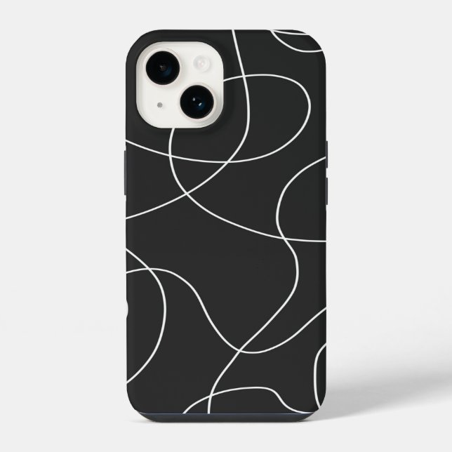 Funda Para iPhone Líneas blancas sobre negro (Reverso )