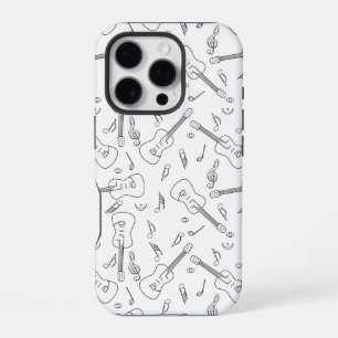 Funda Para iPhone 16 Pro Líneas de guitarra notas musicales