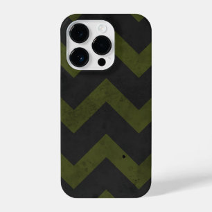 Funda Para iPhone 14 Pro Líneas de patrones de chevron verdes del ejército