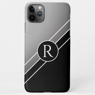 Funda Para iPhone 11Pro Max Líneas diagonales de monograma blanco DIY, gris/ne