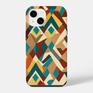 Funda Para iPhone 14 líneas pequeñas de color blanco marrón y azul negr