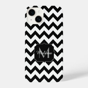 Funda Para iPhone 14 Líneas simples de patrón de chevron blanco Monogra