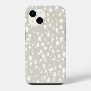 Funda Para iPhone 14 Lino Beige Puntos Dispersos Abstractos