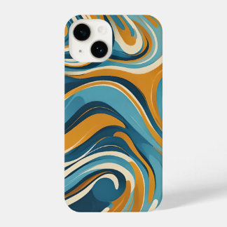 Funda Para iPhone 14 Liquid Swirl Ochre Blue Trippy Pattern