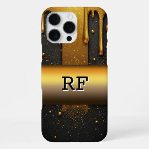 Funda Para iPhone 16 Pro Max ✨ Líquido Dorado Glam Goteo de Brillo Brillante 💛