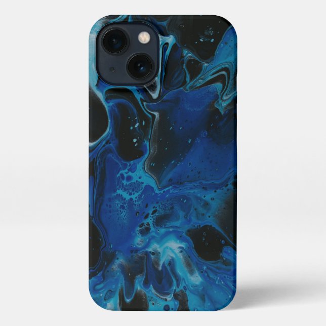 Funda Para iPhone Líquido psicodélico azul oscuro (Reverso )