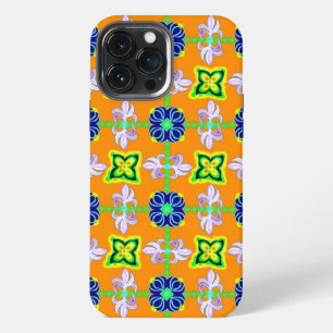 Funda Para iPhone 13 Pro Max Lirio retro y margaritas sobre amarillo