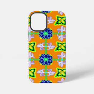 Funda Para iPhone 12 Mini Lirio retro y margaritas sobre amarillo