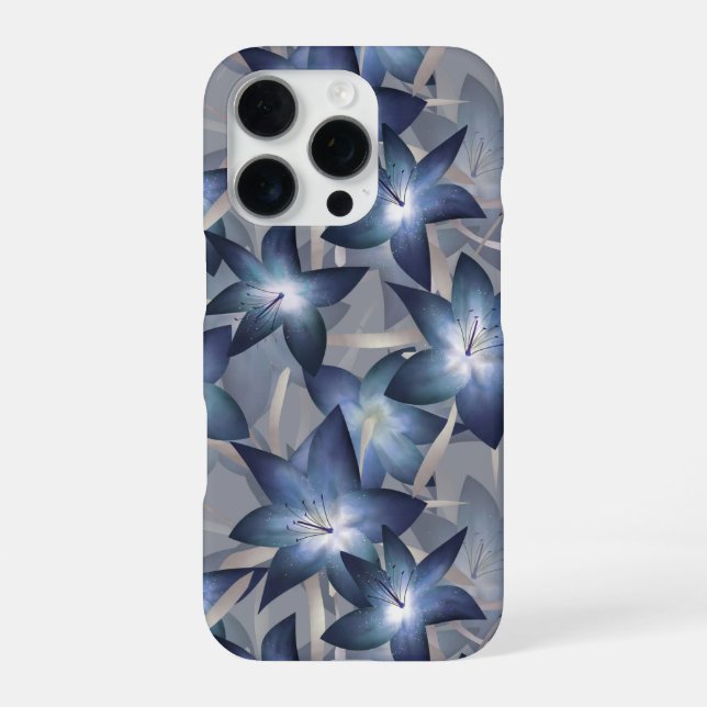 Funda Para iPhone Lirios azules (Reverso)