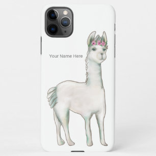 Funda Para iPhone 11Pro Max Llama con tres mini rosas rosadas corona tiara