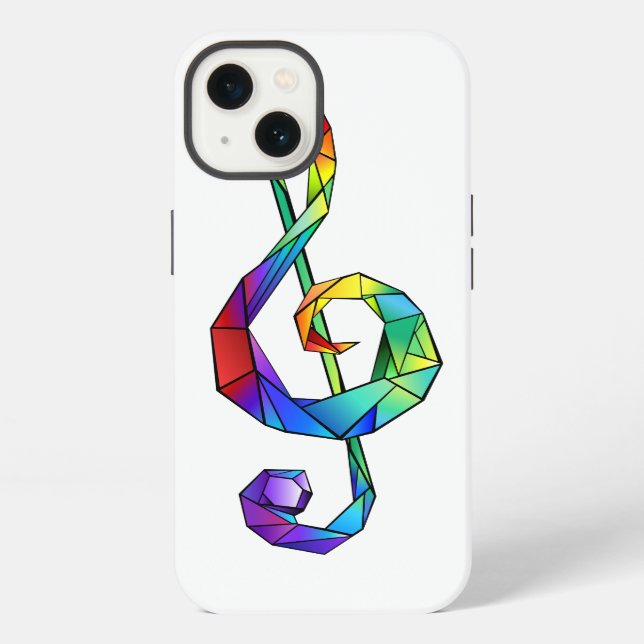 Funda Para iPhone Llave musical de violín arcoíris (Reverso )