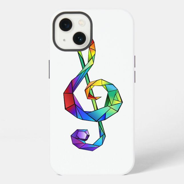 Funda Para iPhone Llave musical de violín arcoíris (Reverso )