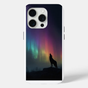 Lobo bajo la Aurora Boreal