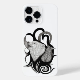 Funda Para iPhone 14 Pro Max Lobo blanco con arte tribal de Raven