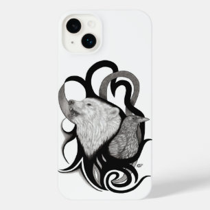 Funda Para iPhone 14 Plus Lobo blanco con arte tribal de Raven