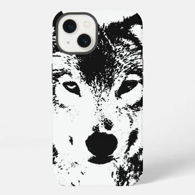 Funda Para iPhone Lobo Blanco y Negro (Reverso )