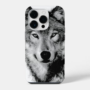 Funda Para iPhone 14 Pro Lobo Blanco y Negro