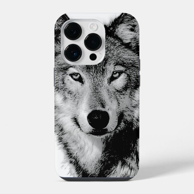 Funda Para iPhone Lobo blanco y negro (Reverso )