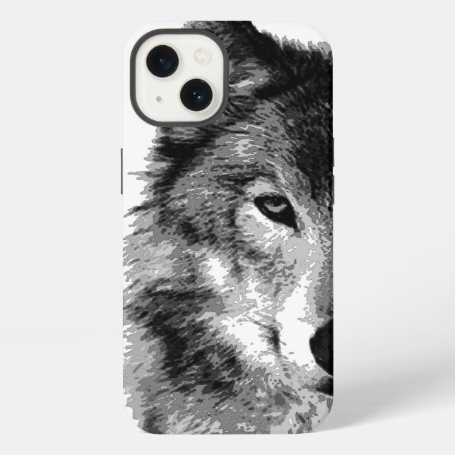 Funda Para iPhone Lobo Blanco y Negro (Reverso )