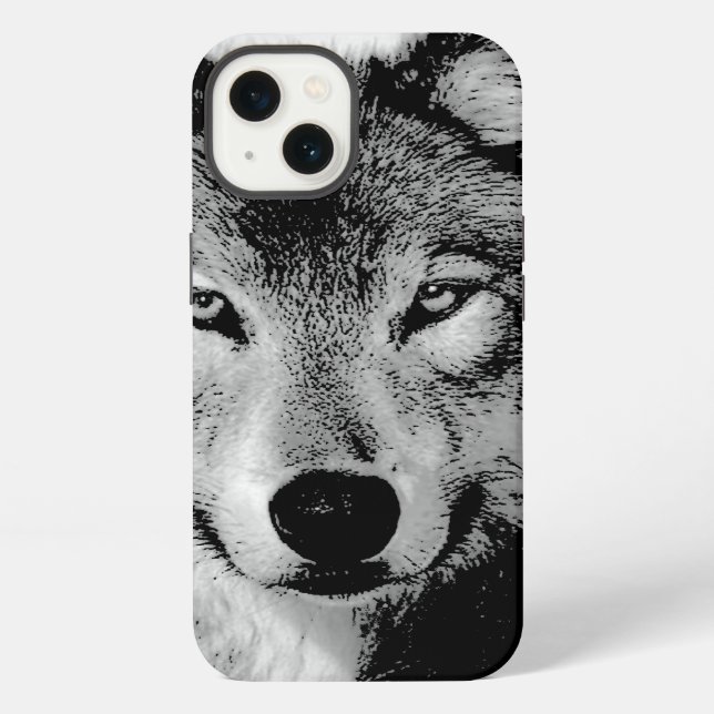 Funda Para iPhone Lobo blanco y negro (Reverso )