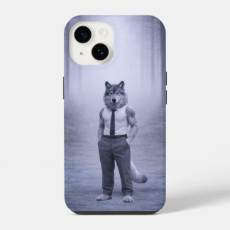 Funda Para iPhone 14 Lobo con atuendo formal minimalista – Puerto del b
