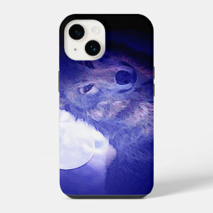 Funda Para iPhone 14 Lobo, Luna y Noche Azul