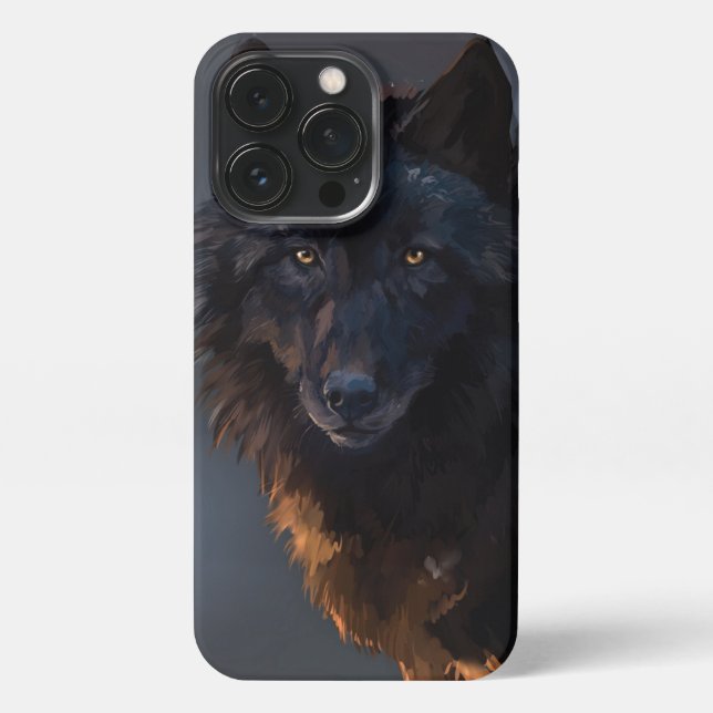 Funda Para iPhone Lobo negro (Reverso)