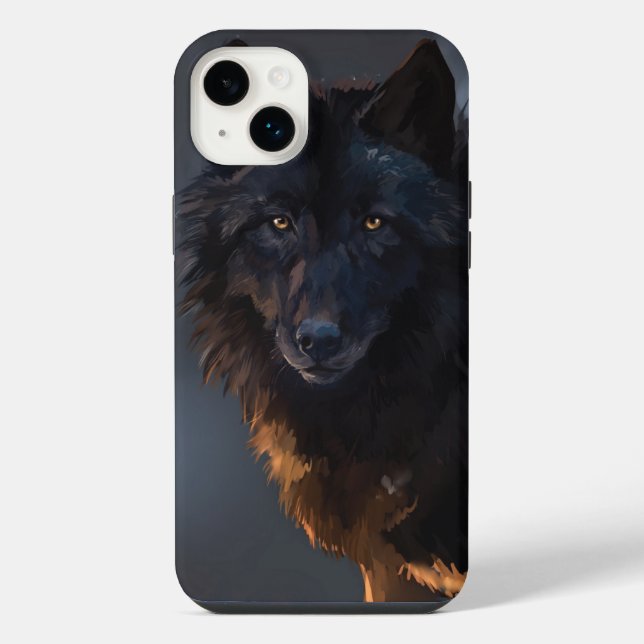 Funda Para iPhone Lobo negro (Reverso)