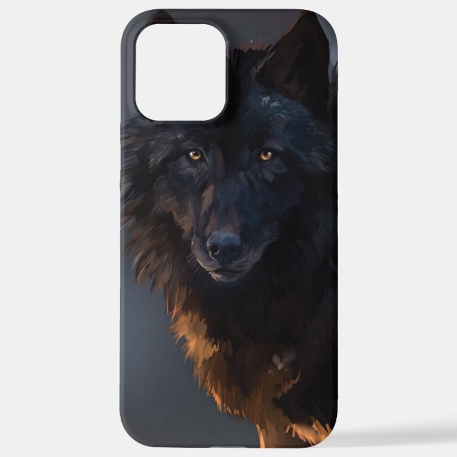 Funda Para iPhone Lobo negro (Reverso )