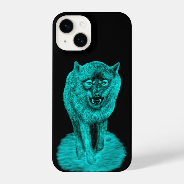Funda Para iPhone Lobo negro enojado en la noche (Reverso )