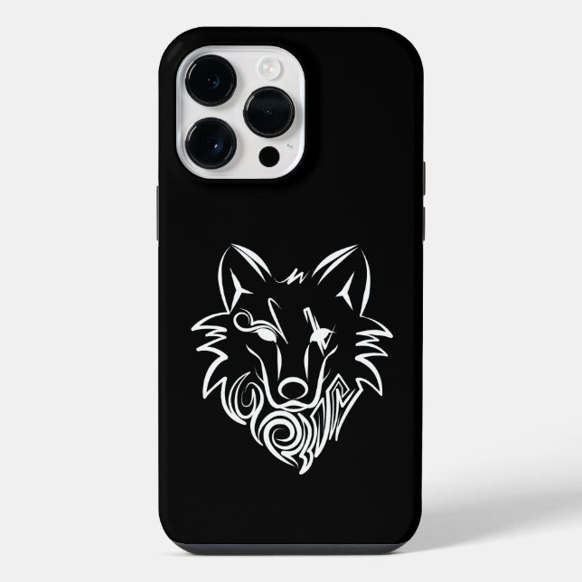 Funda Para iPhone Lobo tribal blanco y negro (Reverso )