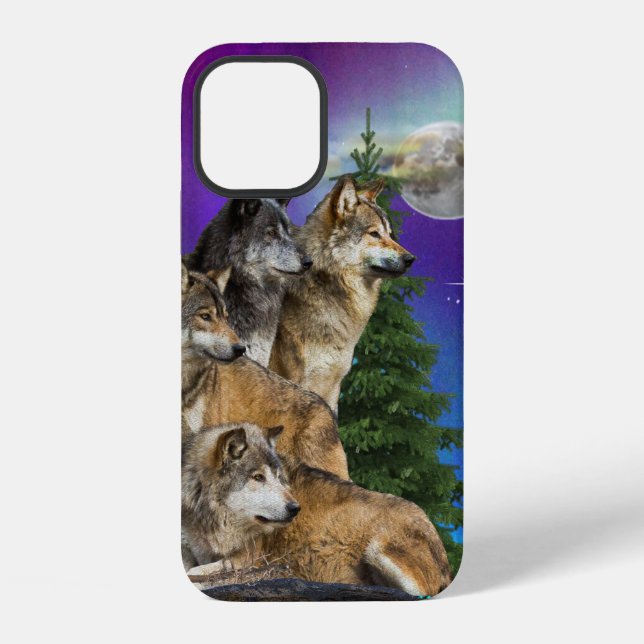 Funda Para iPhone Lobo y luna (Reverso )