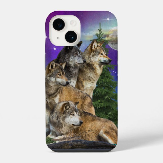 Funda Para iPhone Lobo y Luna (Reverso )