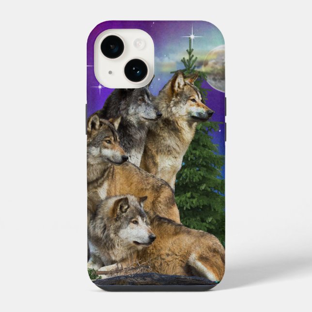 Funda Para iPhone Lobo y Luna (Reverso )