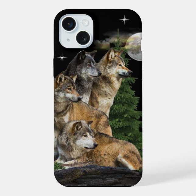 Funda Para iPhone Lobo y Luna (Reverso )