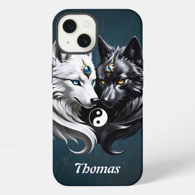 Funda Para iPhone Lobos Yin Yang.  (Reverso )