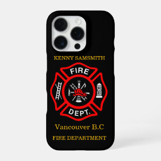 Funda Para iPhone 16 Pro Logo del Departamento de Incendios Negro y Rojo11