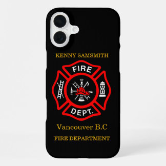 Funda Para iPhone 16 Plus Logo del Departamento de Incendios Negro y Rojo11
