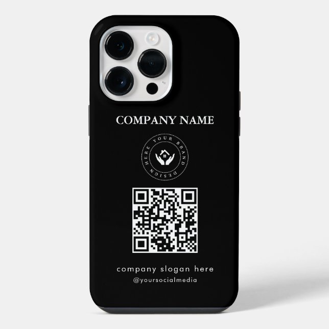 Funda Para iPhone Logo editable estilo moderno | código qr y texto (Reverso )