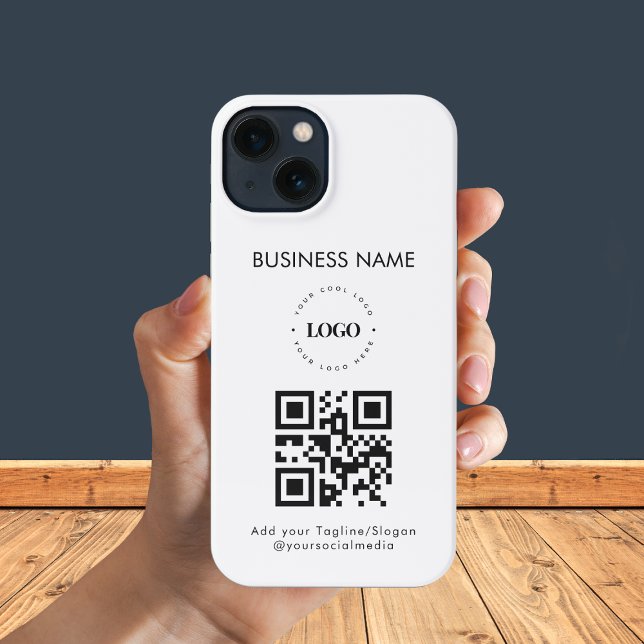 Funda Para iPhone Logotipo comercial personalizado Código QR y promo (Subido por el creador)
