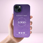 Logotipo comercial y medios sociales Purple Galaxy<br><div class="desc">Promueve tu marca con este estuche para iPhone lúgubre de galaxia púrpura, diseñado para tu logo comercial personalizado, texto editable e iconos de medios sociales. Ideal para publicidad, trabajo en red o regalos, este diseño cósmico combina un ambiente moderno con una visión audaz. Sólo tienes que añadir tu logotipo y...</div>