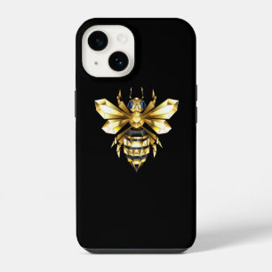 Funda Para iPhone 14 Logotipo de abeja poligonal de pan de oro falso so