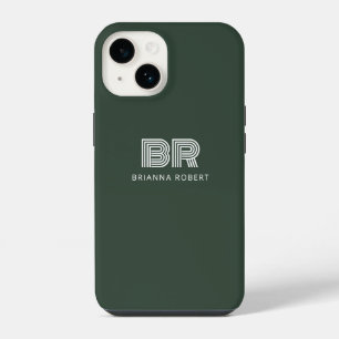 Funda Para iPhone 14 Logotipo de marca de monograma moderno verde bosqu